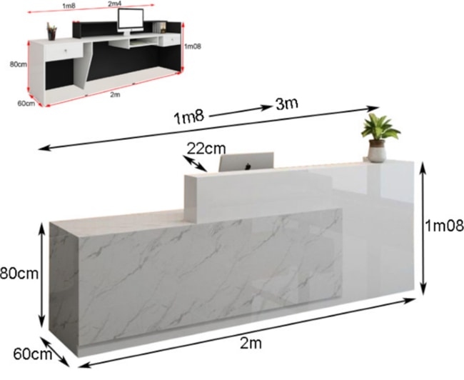 kích thước quầy lễ tân