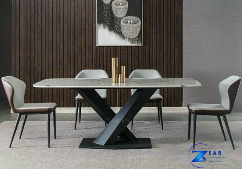 Bộ bàn ăn mặt đá 4 ghế cao cấp Neon NE11