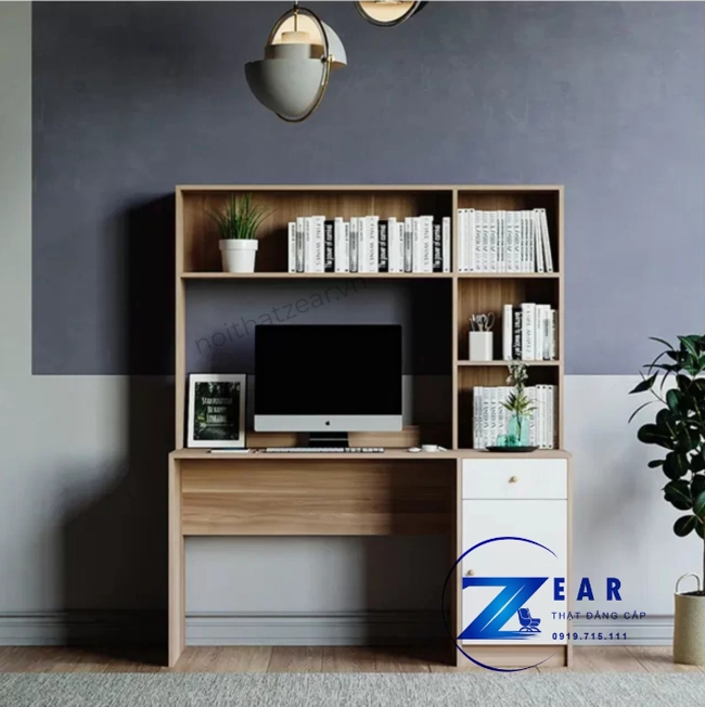 bàn làm việc có kệ sách home 9