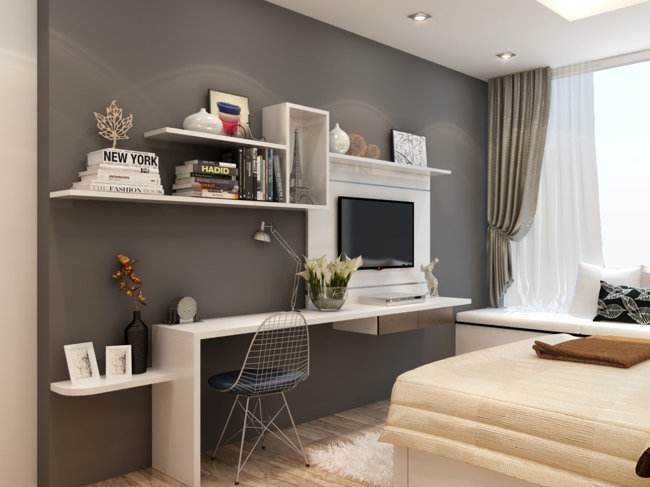 bàn làm việc kê sát tường