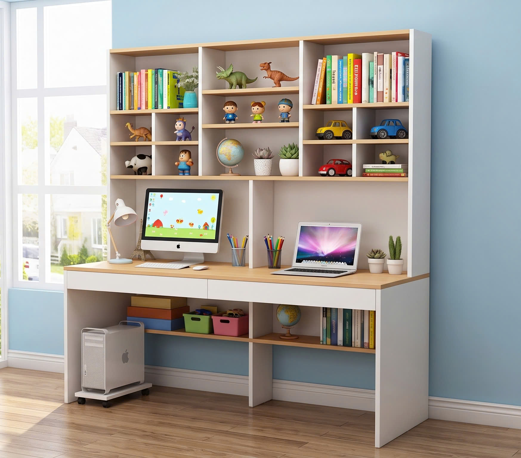 Bàn học, bàn làm việc có giá sách Home15