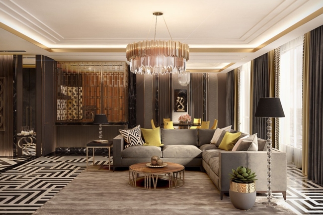 Thiết kế phòng khách phong cách nội thất Art Deco