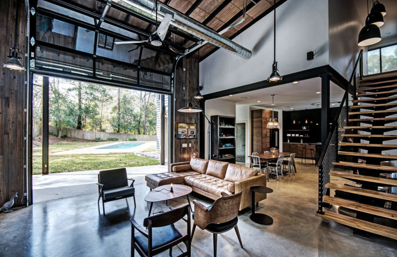 Phòng khách phong cách nội thất Industrial