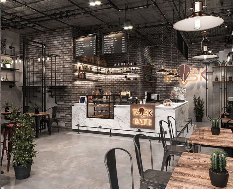 Quán cà phê phong cách công nghiệp