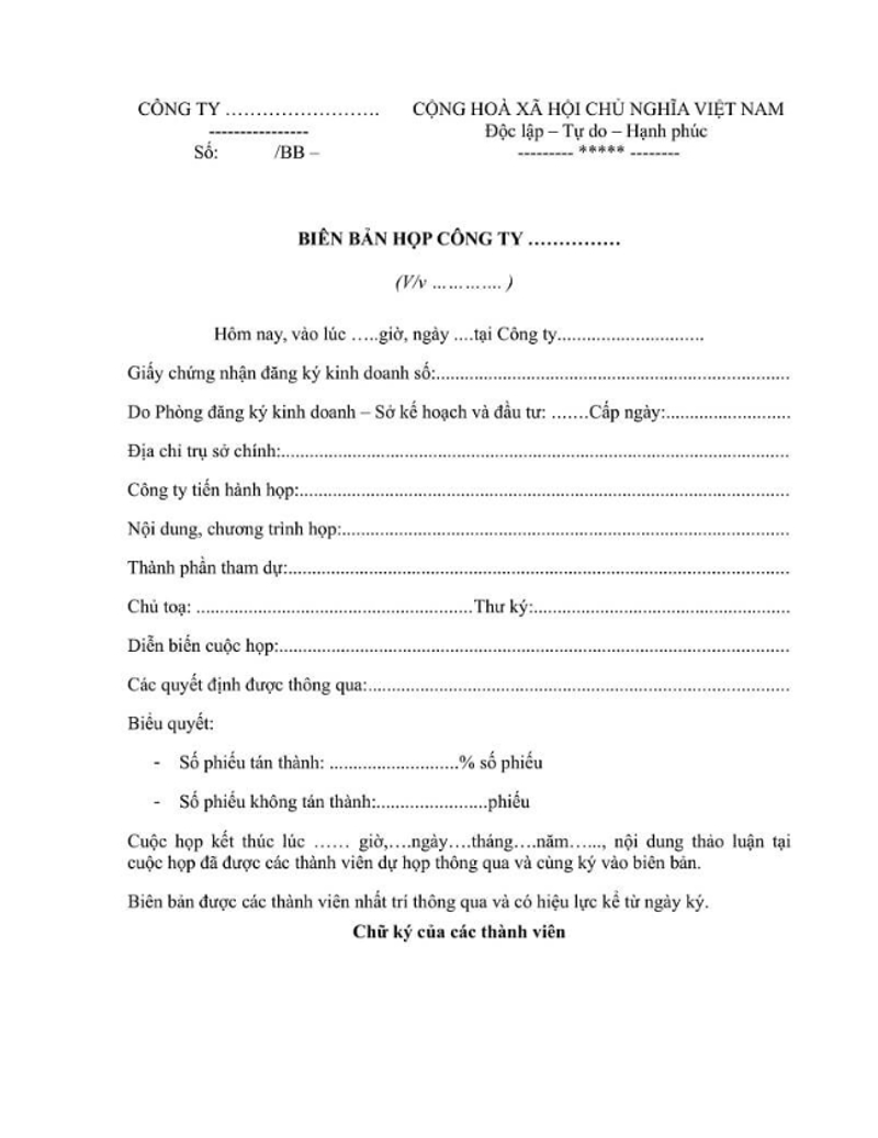 Chuẩn bị các mẫu biên bản phù hợp