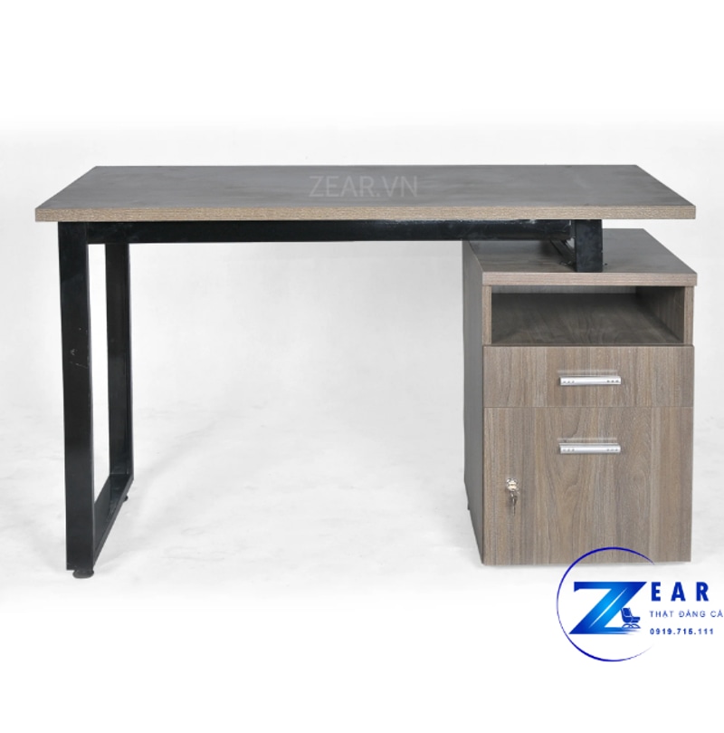 Bàn làm việc chân sắt có hộc tủ BS14